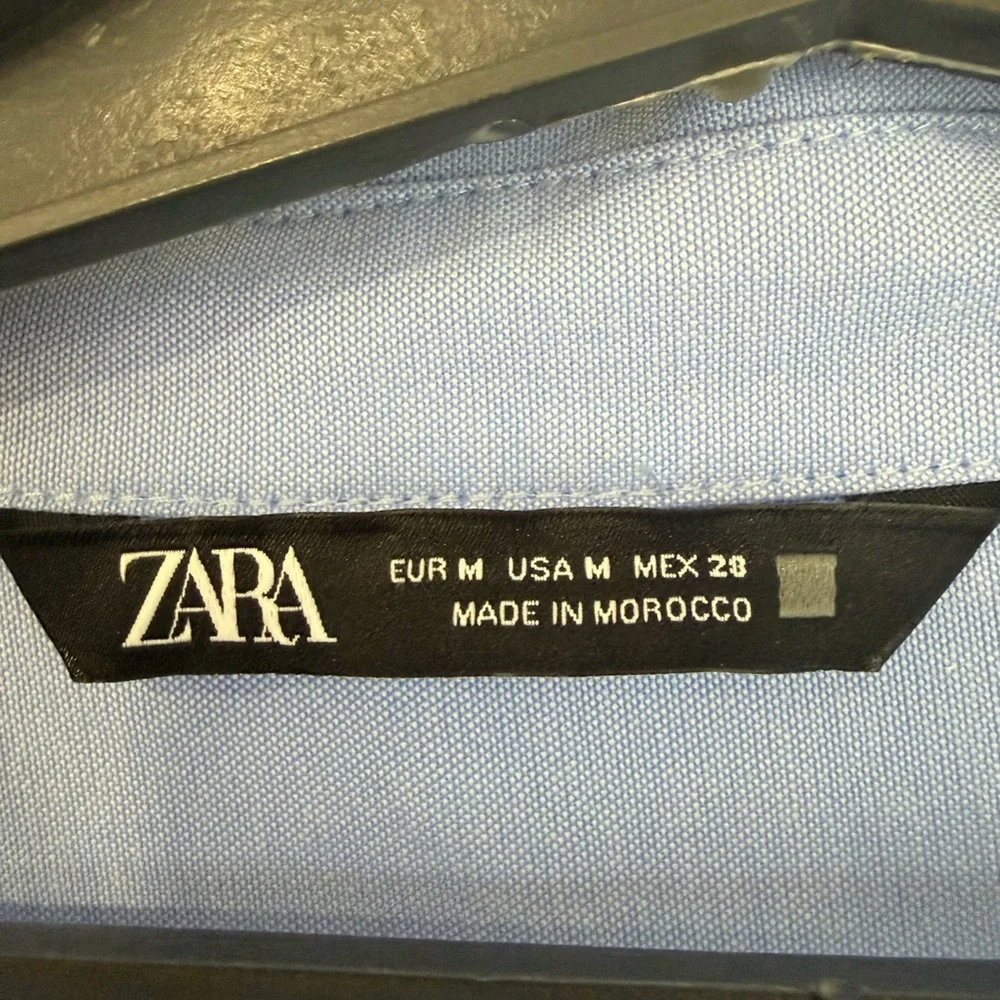 NWOT Zara Sky Blue Casual Button Down Shirt - Picture 13 of 13